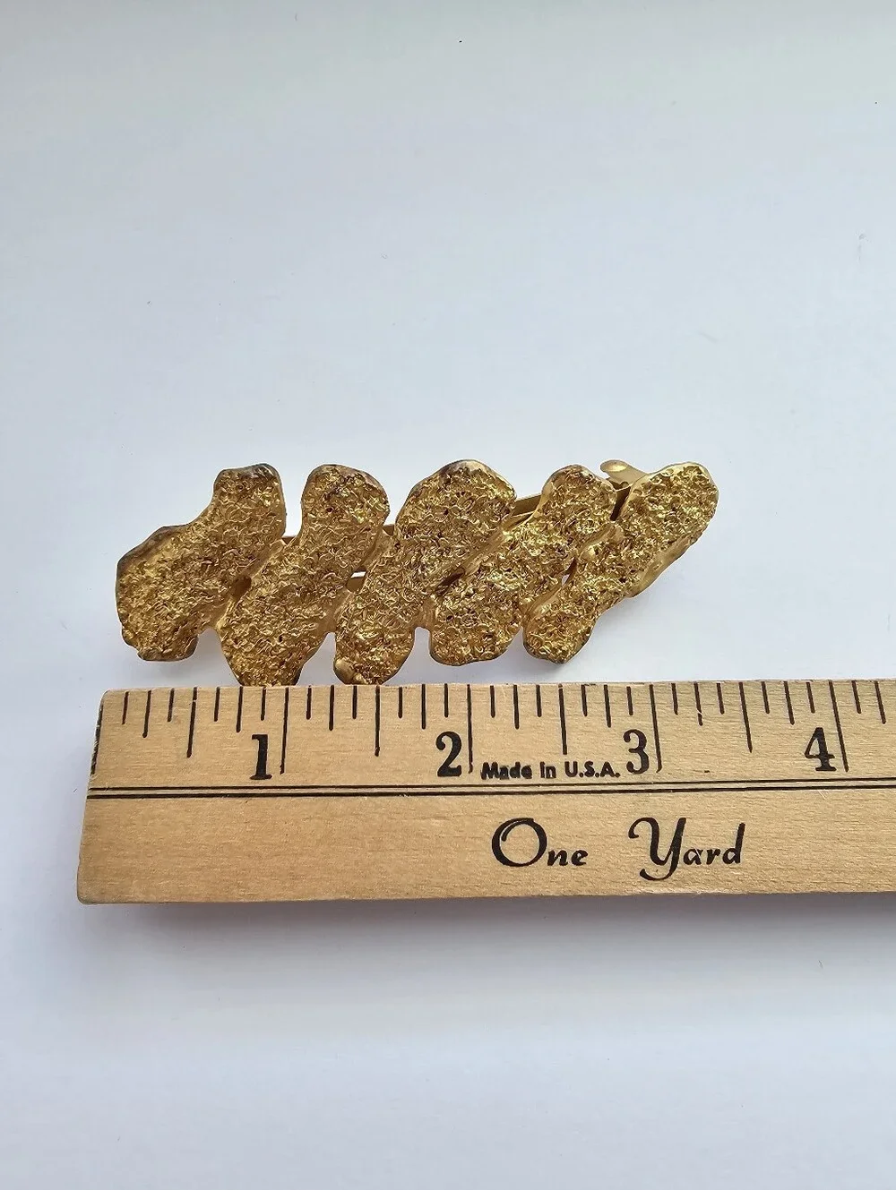 Vintage Dolce Vita Gold Nugget Barrette - Textured Brutalist Hair Clip - 1980s
